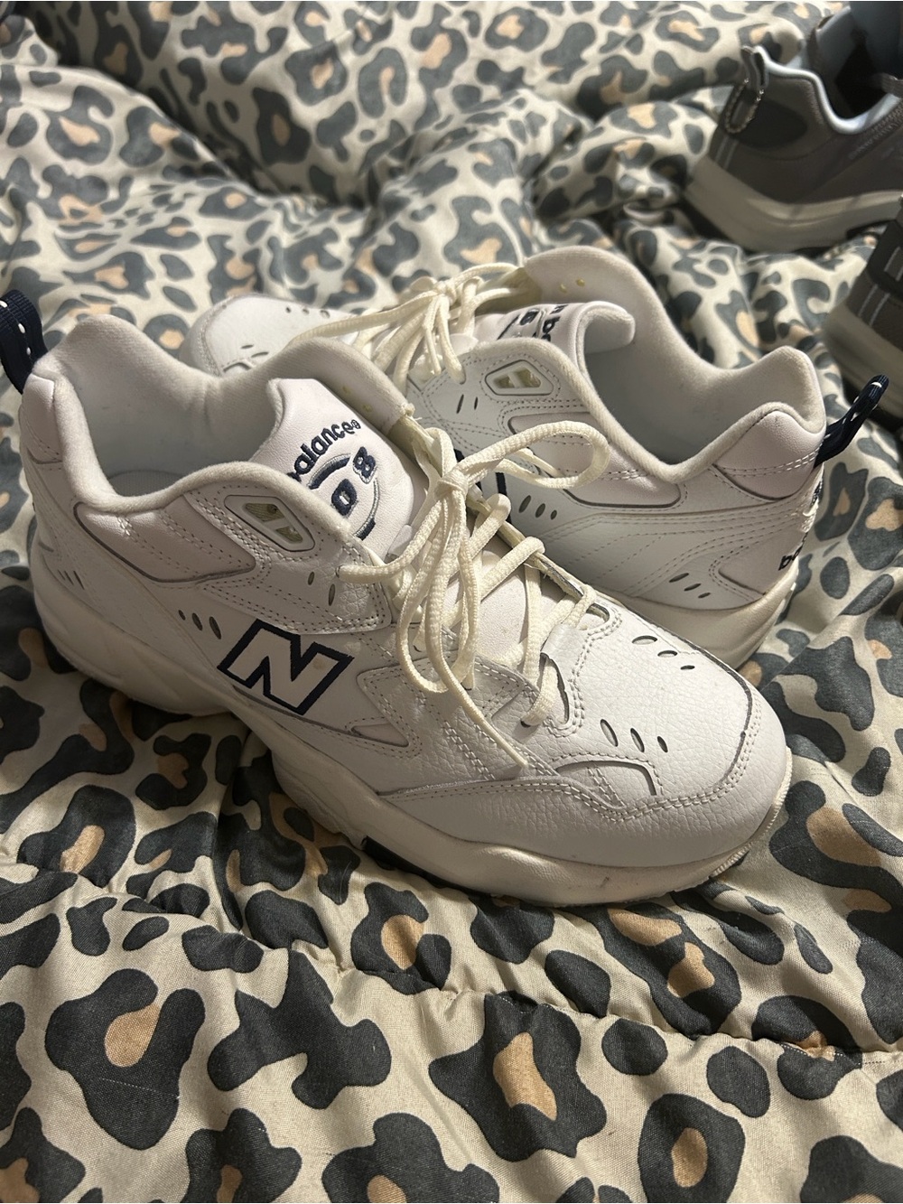 New Balance White and Navy Women's Sneakers
